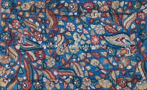 KALAMKARI HAND PAINTED KANCHI BORDER DUPATTA -KHPKBD044