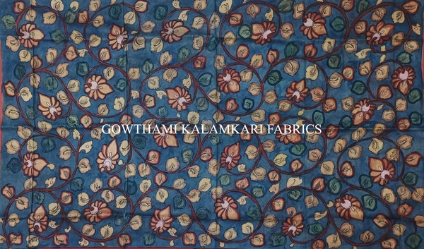 KALAMKARI HAND PAINTED KANCHI BORDER DUPATTA -KHPKBD046