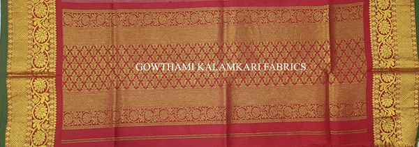 KALAMKARI HAND PAINTED KANCHI BORDER DUPATTA -KHPKBD047