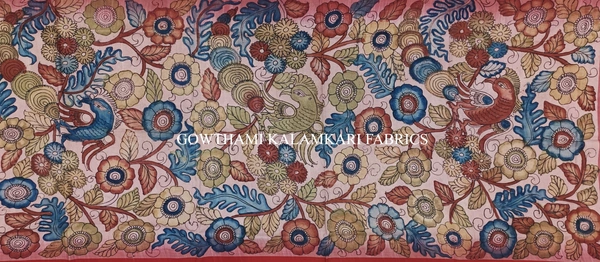 KALAMKARI HAND PAINTED KANCHI BORDER DUPATTA -KHPKBD048