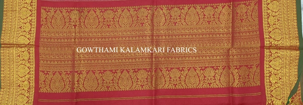 KALAMKARI HAND PAINTED KANCHI BORDER DUPATTA -KHPKBD050