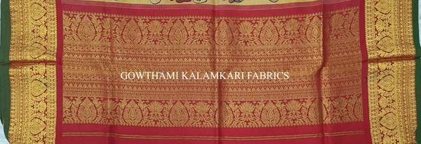KALAMKARI HAND PAINTED KANCHI BORDER DUPATTA -KHPKBD052