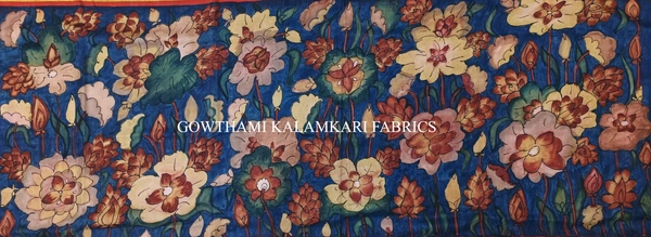 KALAMKARI HAND PAINTED KANCHI BORDER DUPATTA -KHPKBD053