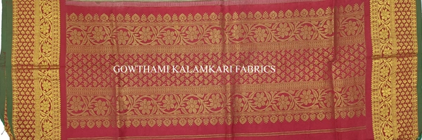 KALAMKARI HAND PAINTED KANCHI BORDER DUPATTA -KHPKBD054