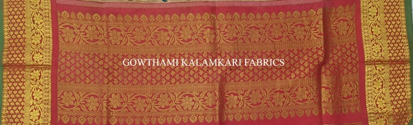 KALAMKARI HAND PAINTED KANCHI BORDER DUPATTA -KHPKBD055