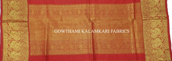 KALAMKARI HAND PAINTED KANCHI BORDER DUPATTA -KHPKBD056