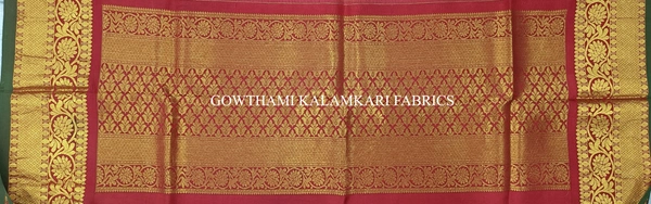 KALAMKARI HAND PAINTED KANCHI BORDER DUPATTA -KHPKBD057
