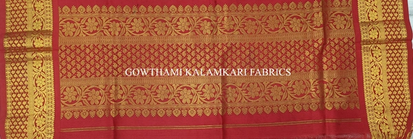 KALAMKARI HAND PAINTED KANCHI BORDER DUPATTA -KHPKBD059