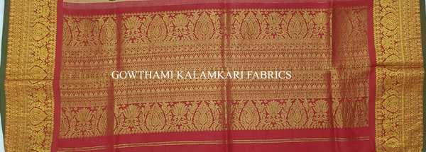 KALAMKARI HAND PAINTED KANCHI BORDER DUPATTA -KHPKBD062