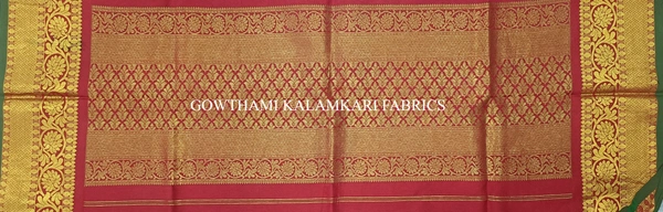 KALAMKARI HAND PAINTED KANCHI BORDER DUPATTA -KHPKBD065