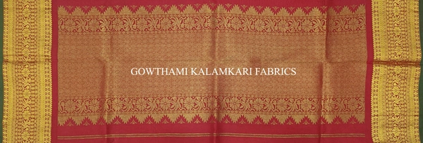 KALAMKARI HAND PAINTED KANCHI BORDER DUPATTA -KHPKBD066