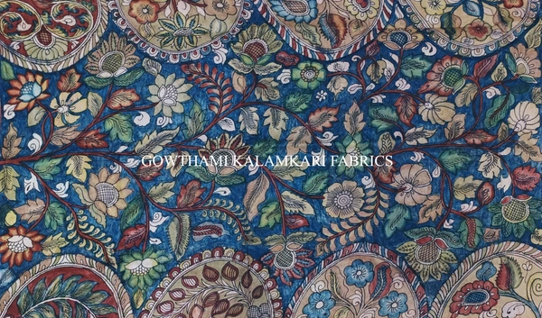 KALAMKARI HAND PAINTED KANCHI BORDER DUPATTA -KHPKBD066