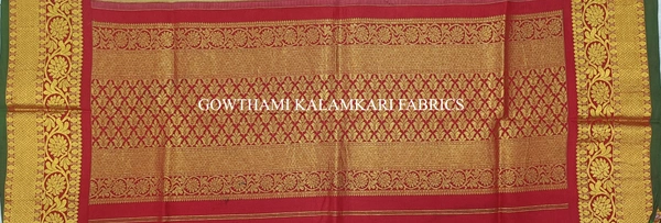 KALAMKARI HAND PAINTED KANCHI BORDER DUPATTA -KHPKBD068