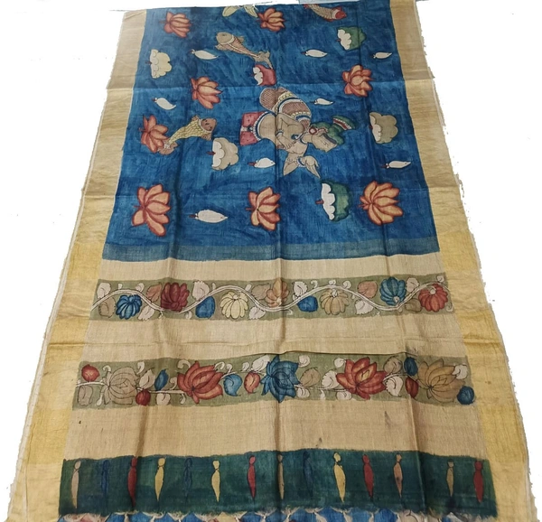 KALAMKARI HANDPAINTED TUSSAR SAREE-KHPTS003