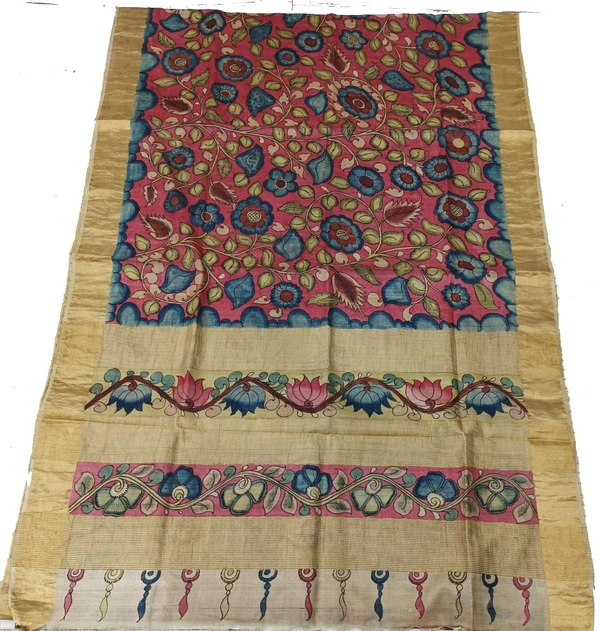 KALAMKARI HANDPAINTED TUSSAR SAREE-KHPTS004