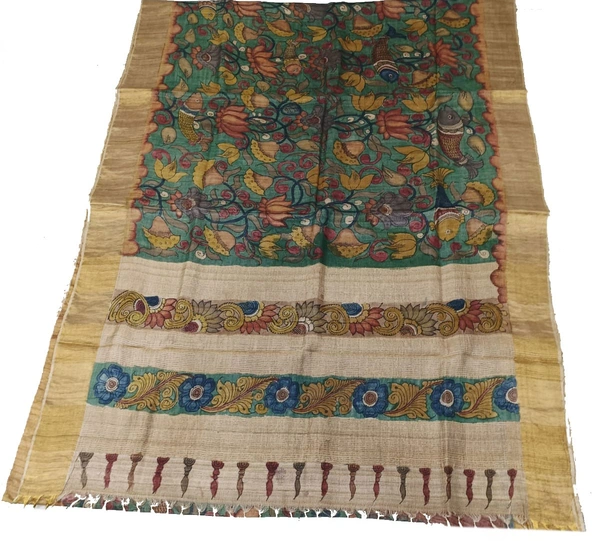 KALAMKARI HANDPAINTED TUSSAR SAREE-KHPTS005