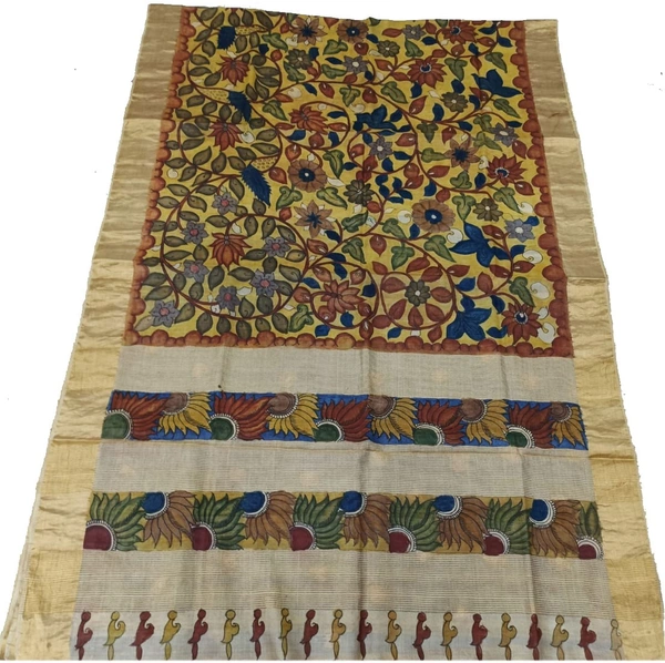 KALAMKARI HANDPAINTED TUSSAR SAREE-KHPTS006