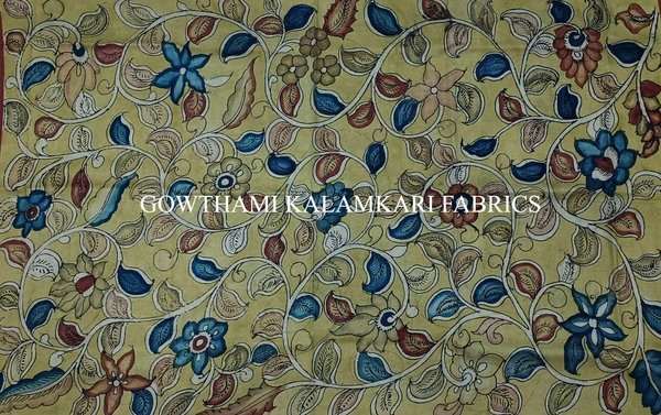 KALAMKARI HAND PAINTED KANCHI BORDER DUPATTA -KHPKBD070