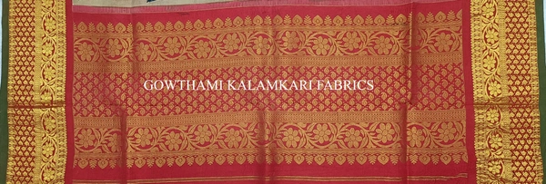 KALAMKARI HAND PAINTED KANCHI BORDER DUPATTA -KHPKBD072