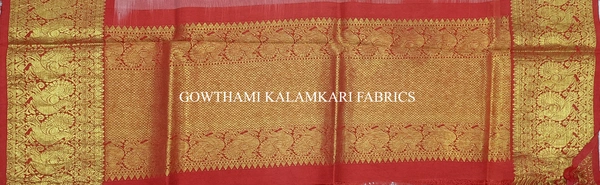 KALAMKARI HAND PAINTED KANCHI BORDER DUPATTA -KHPKBD073