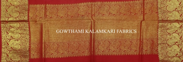 KALAMKARI HAND PAINTED KANCHI BORDER DUPATTA -KHPKBD074