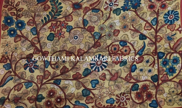KALAMKARI HAND PAINTED KANCHI BORDER DUPATTA KHPKDO76