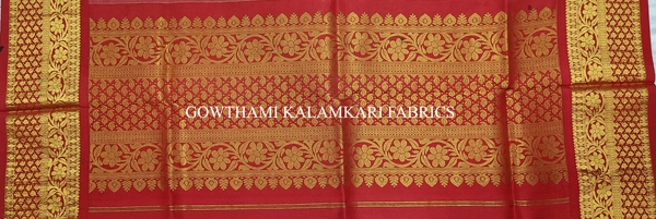 KALAMKARI HAND PAINTED KANCHI BORDER DUPATTA -KHPKBD077