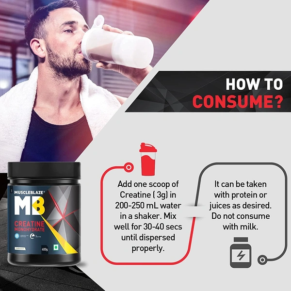 Muscle Blaze MuscleBlaze Creatine Monohydrate, India's Only Labdoor USA Certified Creatine (Unflavoured) - 400g