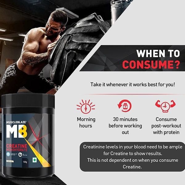 Muscle Blaze MuscleBlaze Creatine Monohydrate, India's Only Labdoor USA Certified Creatine (Unflavoured) - 100g