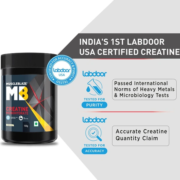 Muscle Blaze MuscleBlaze Creatine Monohydrate, India's Only Labdoor USA Certified Creatine (Unflavoured) - 100g
