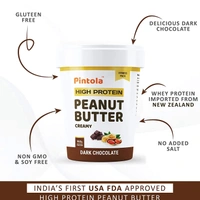 Pintola HIGH Protein Peanut Butter (Dark Chocolate) (Creamy) | 30% Protein | High Fibre | NO Salt - 500g, Creamy