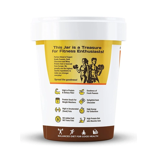 Pintola HIGH Protein Peanut Butter (Dark Chocolate) (Creamy) | 30% Protein | High Fibre | NO Salt - 500g, Dark Chocolate