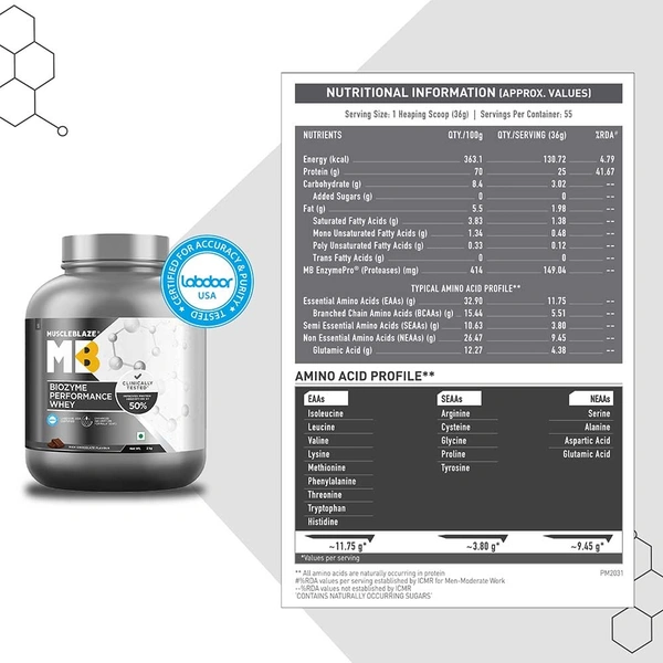 Muscleblaze MuscleBlaze Biozyme Performance Whey,Rich Chocolate - 4.4 Lbs, Chocolate