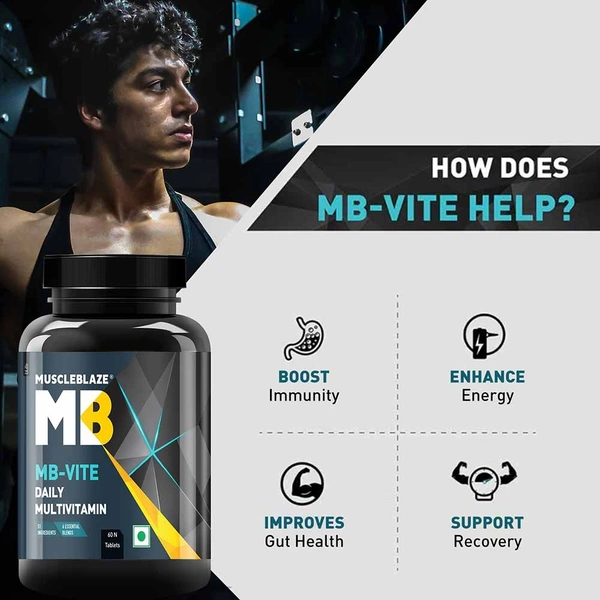 Muscleblaze MuscleBlaze MB-VITE Daily Multivitamin, for Enhanced Energy, Stamina & Gut Health - 60 Tablet