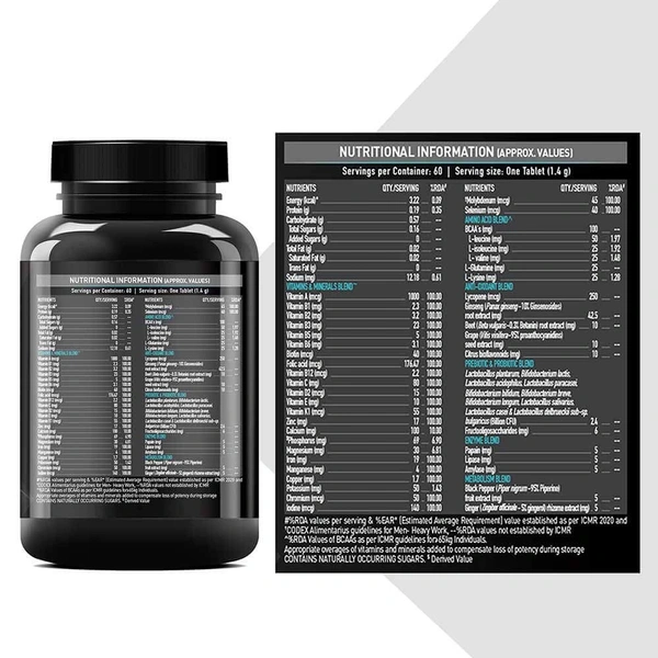 Muscleblaze MuscleBlaze MB-VITE Daily Multivitamin, for Enhanced Energy, Stamina & Gut Health - 60 Tablet