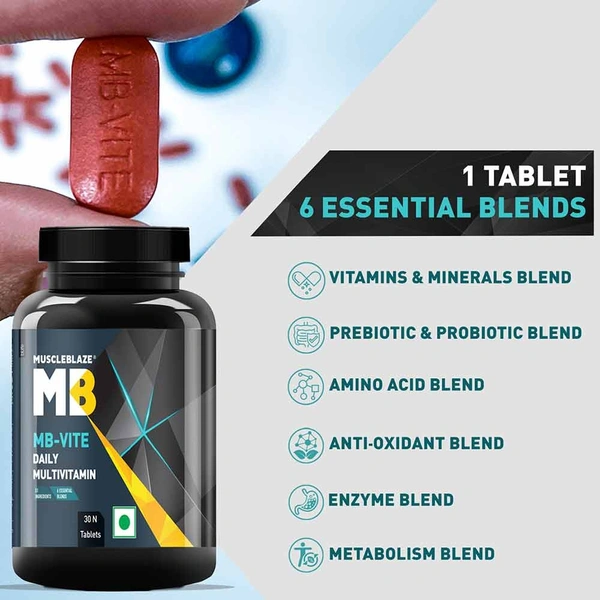 Muscleblaze MuscleBlaze MB-VITE Daily Multivitamin, for Enhanced Energy, Stamina & Gut Health - 30 Tablet