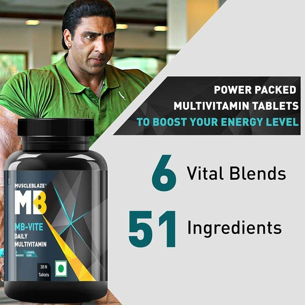 Muscleblaze MuscleBlaze MB-VITE Daily Multivitamin, for Enhanced Energy, Stamina & Gut Health - 30 Tablet