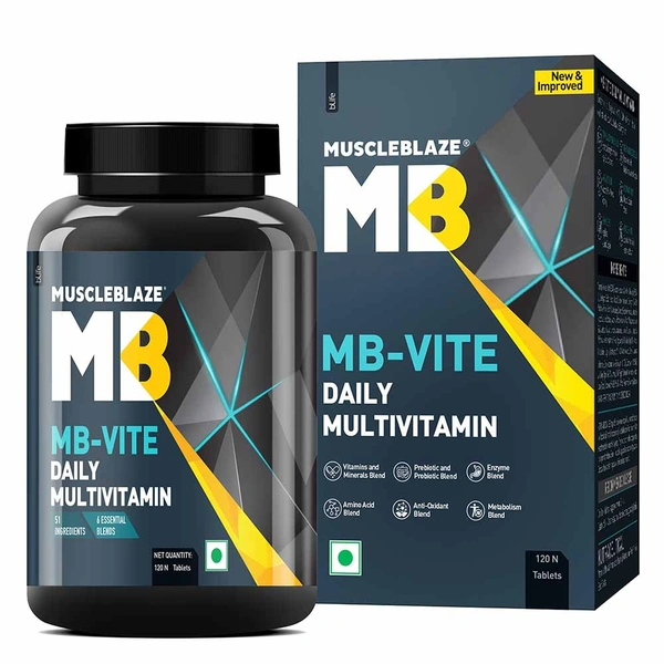 Muscleblaze MuscleBlaze MB-VITE Daily Multivitamin, for Enhanced Energy, Stamina & Gut Health - 120 Tablet