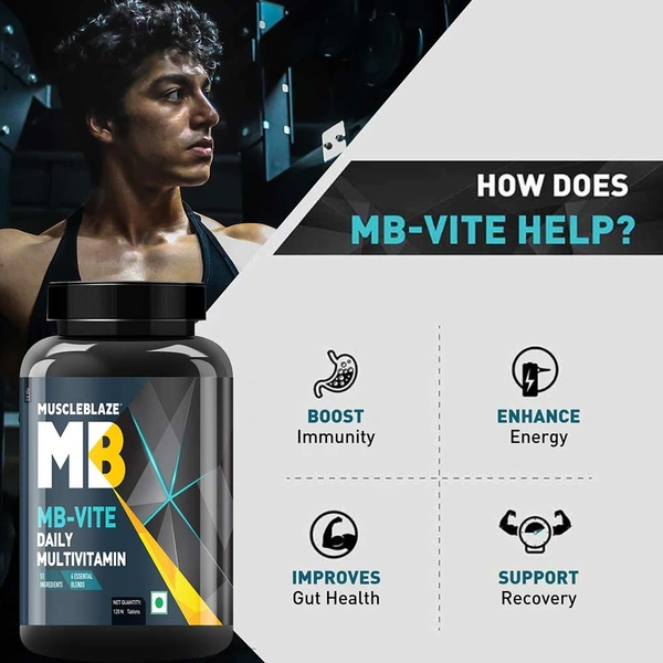 Muscleblaze MuscleBlaze MB-VITE Daily Multivitamin, for Enhanced Energy, Stamina & Gut Health - 120 Tablet