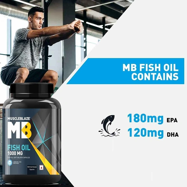 Muscleblaze MuscleBlaze Fish Oil India's Only Labdoor USA Certified for Purity & Accuracy - 180 Capsule