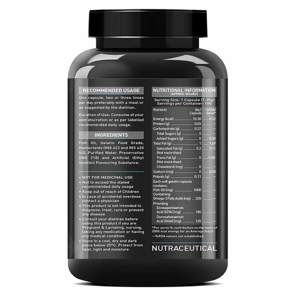 Muscleblaze MuscleBlaze Fish Oil India's Only Labdoor USA Certified for Purity & Accuracy - 180 Capsule
