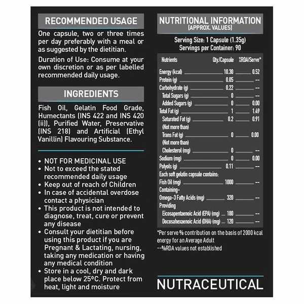 Muscleblaze MuscleBlaze Fish Oil India's Only Labdoor USA Certified for Purity & Accuracy - 60 Capsule