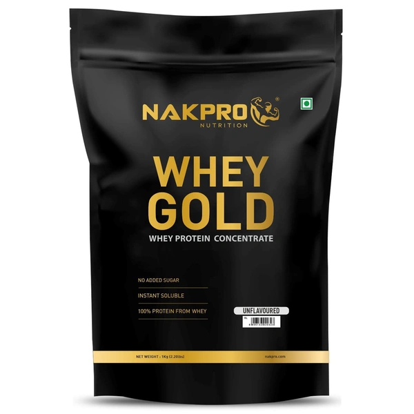 NAKPRO GOLD 100% Whey Protein Concentrate |Easy Mixing, Low Carbs, Easy Digesting Whey Protein Supplement Powder for Men, Women & Athletes | 1 Kg Unflavored (30 Servings) - Chocolate, 1kg