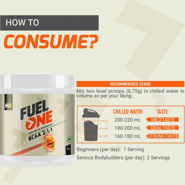 Muscleblaze  MB Fuel One BCAA 2:1:1, Nutrition ( Fruit Punch) - Fruit Punch, 250g