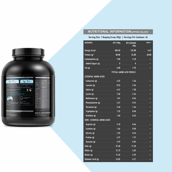 Muscleblaze  MuscleBlaze 80% Raw Whey Protein Supplement Powder, 2 kg (4.4 lb), 66 Servings (Unflavoured) - Unflavoured, 4.4 Lbs