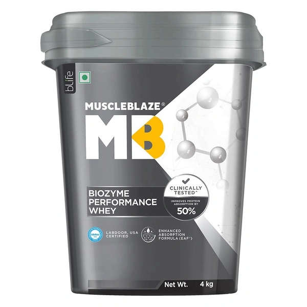 Muscleblaze  MuscleBlaze Biozyme Performance Whey, 4 kg (8.8 lb), Rich Chocolate - Rich Chocolate, 8.8 Lbs