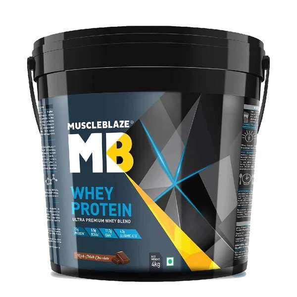 Muscle Blaze MuscleBlaze 100% Whey Protein Supplement Powder with Digestive Enzyme, 121 Servings (Rich Milk Chocolate) - Rich Milk Chocolate, 4kg
