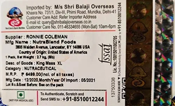 Ronnie Coleman Signature Series King Mass XL - 2.72 kg (Dark Chocolate) - Dark Chocolate, 2.72 Kg
