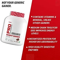 GNC Pro Performance Weight Gainer | Healthy Body Gains | Reduces Muscle Breakdown | Boosts Metabolism | Formulated In USA | 73g Protein | 440g Carbs | 2200 Cal | (Double Chocolate, 3 KG) - Double Chocolate, 3 Kg