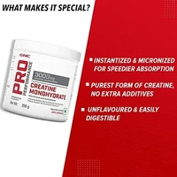 GNC Pro Performance Creatine Monohydrate | Boosts Athletic Performance | Micronized & Instantized | Fuels Muscles |Energy Support for Heavy Workout | Formulated In USA | Unflavoured powder| 250 gm - Unflavoured powder, 250 Gm
